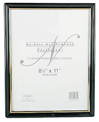 CERTIFICATE FRAME, PLASTIC, EZ MOUNT, 8.5" X 11", BLACK/GOLD MAIN